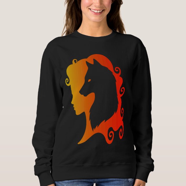 Sweatshirt Fire Wolf Spirit Totem Animal Guide Pagan Wicca Ch (Devant)