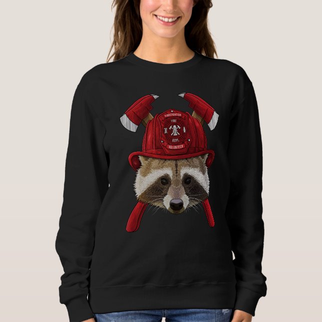 Sweatshirt Firefighter Raccoon Fireman Kids Fire Rescue Trash (Devant)