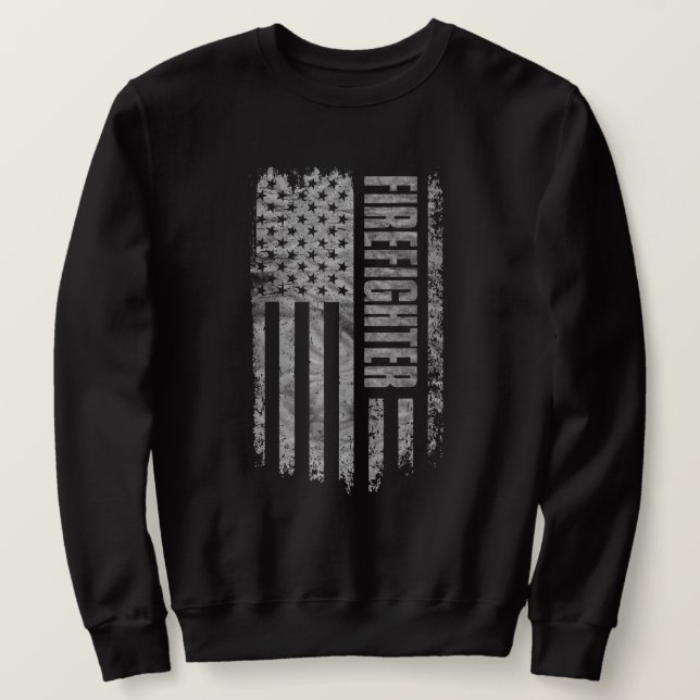 Sweatshirt Firefighter USA Flag Distressed design (Design devant)