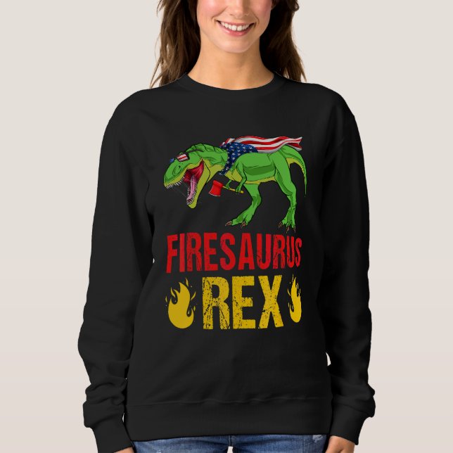 Sweatshirt Firesaurus Rex Dinosaures Pompiers Vintage Feu (Devant)