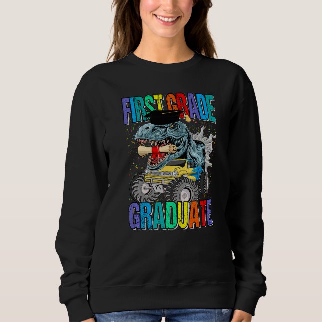 Sweatshirt First Grade Graduate Monster Truck Dinosaur Gradua (Devant)