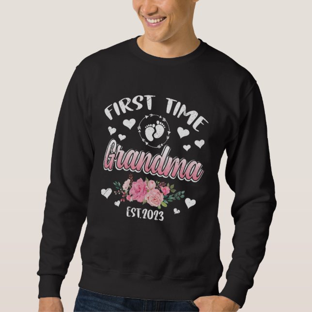 Sweatshirt First time Grandma 2023 Mommy Mother s Day (Devant)
