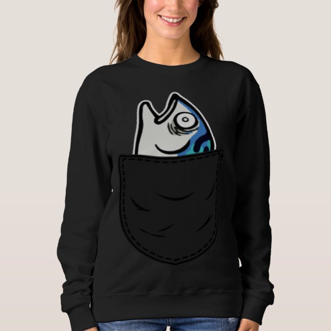 Sweatshirt Fish in Pocket Meme Animal (Devant)
