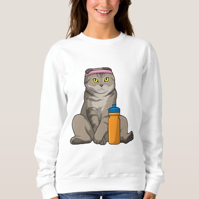 Sweatshirt Fitness Chat Boire de la tasse (Devant)
