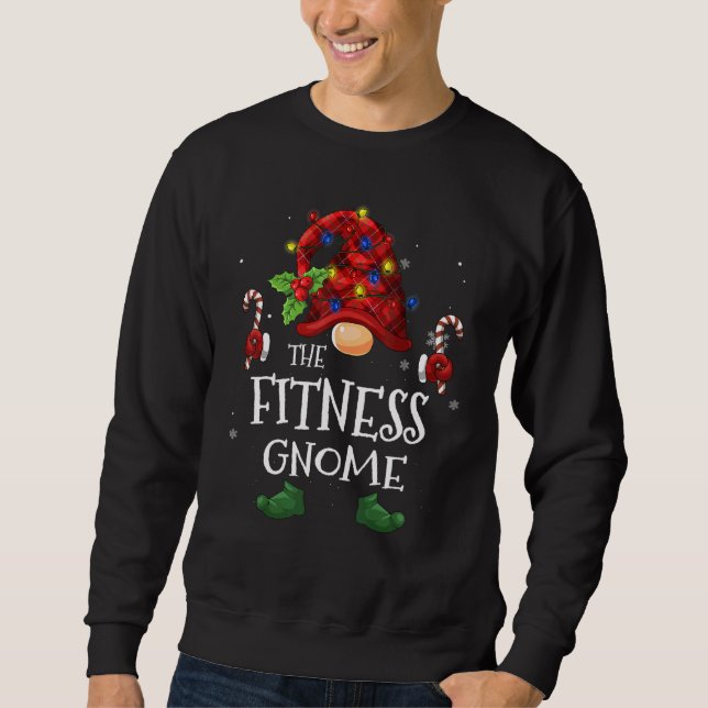 Sweatshirt Fitness Gnome Buffalo Plaid Christmas Tree Light (Devant)