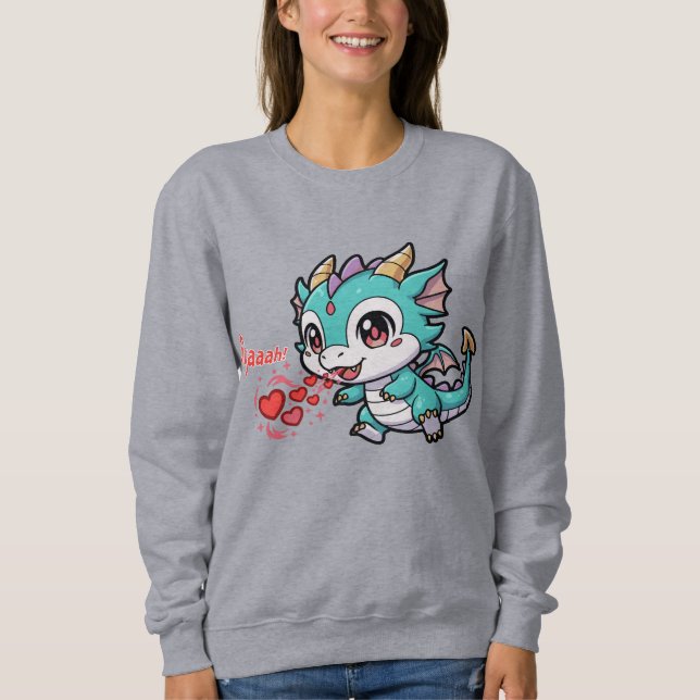 Sweatshirt Fiyaaah Cute Baby Dragon Chibi Anime Kawaii Heart (Devant)