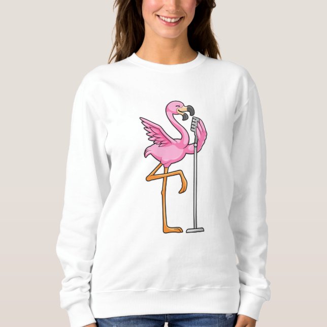 Sweatshirt Flamant rose à Chanter avec microphone (Devant)