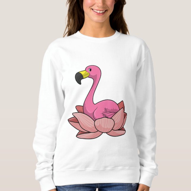 Sweatshirt Flamant rose à fleur de Lotus (Devant)