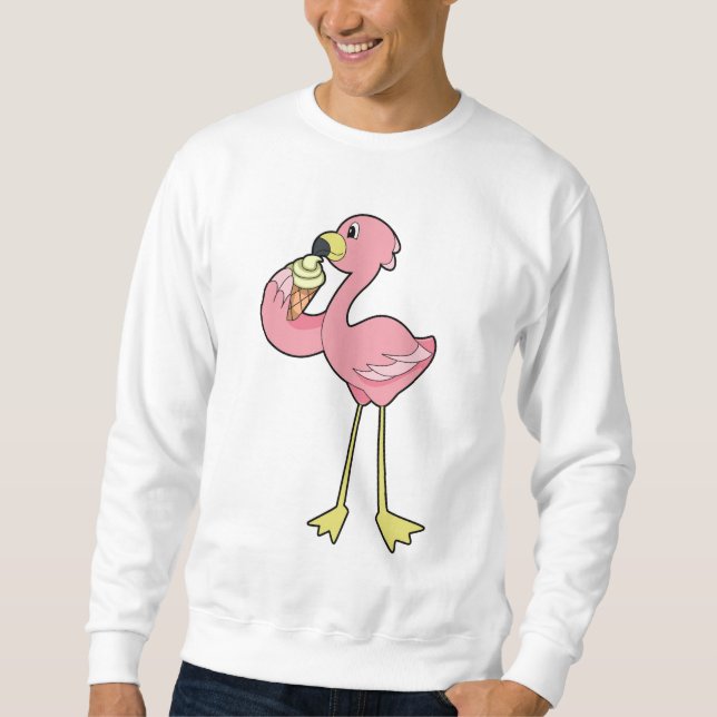 Sweatshirt Flamant rose à la crème glacée gaufre (Devant)