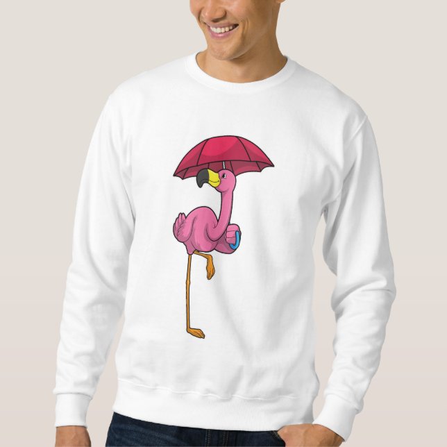 Sweatshirt Flamant rose à la pluie avec parapluie (Devant)