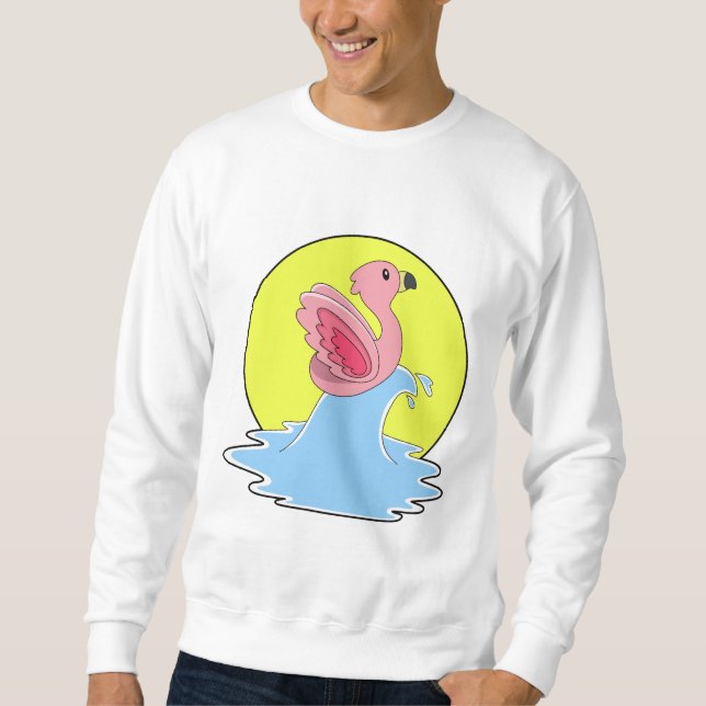 Sweatshirt Flamant rose à Surfing on Water (Devant)