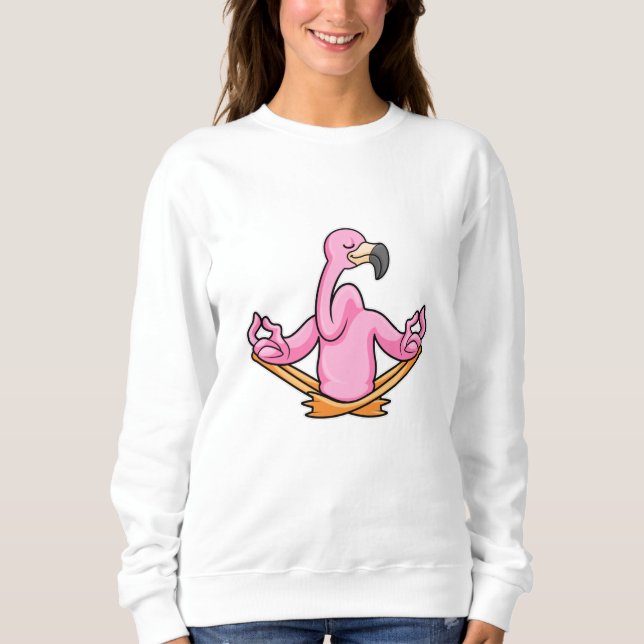 Sweatshirt Flamant rose à Yoga en Jambes croisées (Devant)