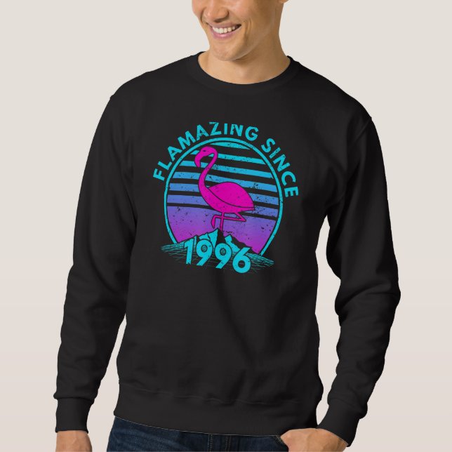 Sweatshirt Flamant rose Anniversaire Né 1996 Flamazing (Devant)