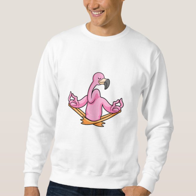 Sweatshirt Flamant rose au Yoga en tailleur (Devant)