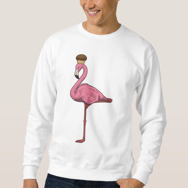 Sweatshirt Flamant rose avec muffin (Devant)