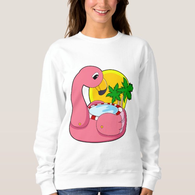 Sweatshirt Flamant rose avec piscine (Devant)