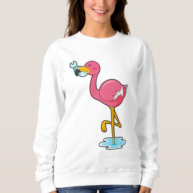 Sweatshirt Flamant rose avec Poisson (Devant)