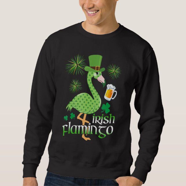 Sweatshirt Flamant rose Boire Bière Jour de la Saint Patrick  (Devant)