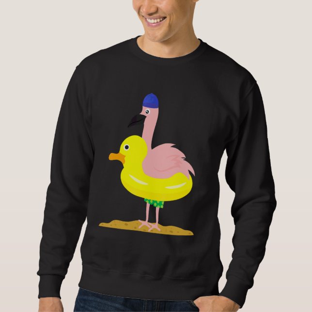 Sweatshirt Flamant rose Canard flottant pneus Animaux (Devant)