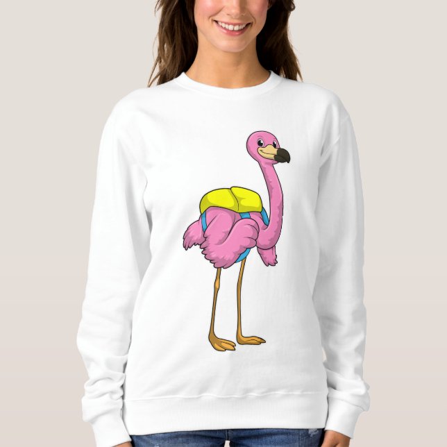 Sweatshirt Flamant rose comme élèves avec sac scolaire (Devant)