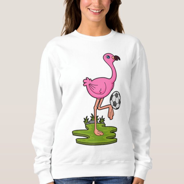 Sweatshirt Flamant rose comme joueur de football avec Soccer (Devant)