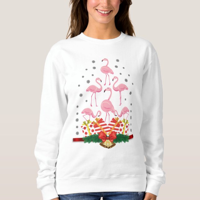 Sweatshirt Flamant rose de Noël festif (Devant)