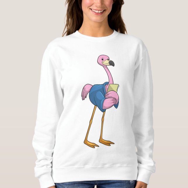 Sweatshirt Flamant rose en tant que secrétaire avec Bloc-note (Devant)