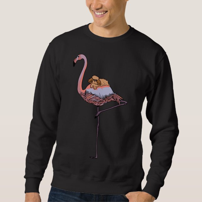 Sweatshirt Flamant rose Et Caniche (Devant)
