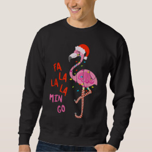 Sweatshirt Flamant rose Fa La La La mingo pour Noël