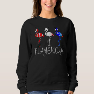 Sweatshirt Flamant rose flamand US Drapeau américain 4 juille