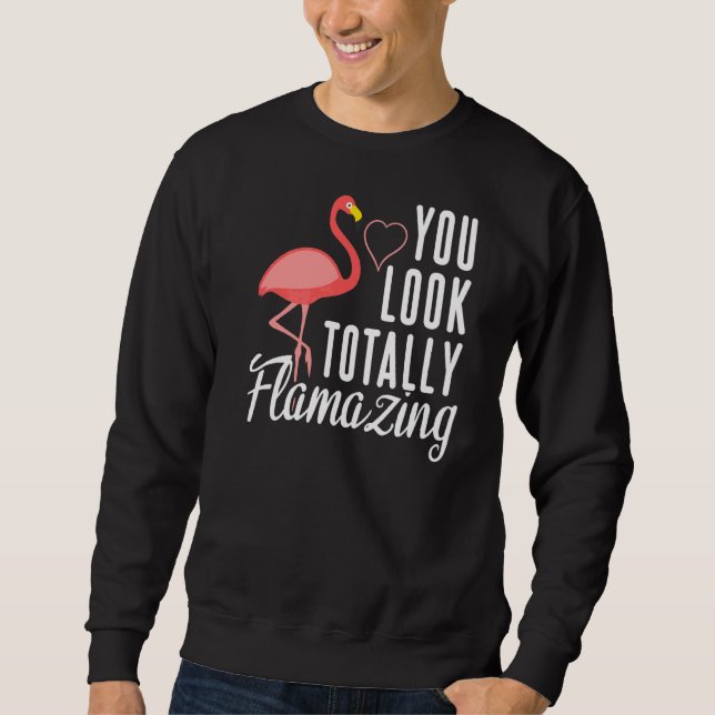 Sweatshirt Flamant rose flamboyant au coeur (Devant)