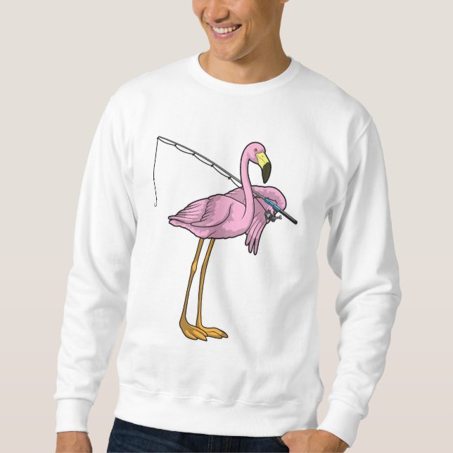 Sweatshirt Flamant rose Pêche Pêcheur Pêcheur canne (Devant)