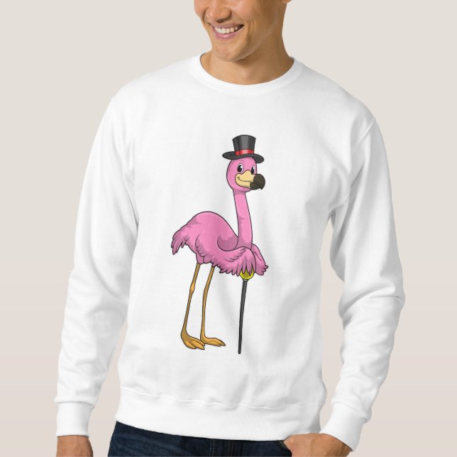 Sweatshirt Flamant rose retraité avec canne (Devant)