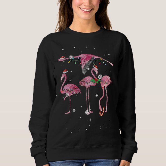 Sweatshirt Flamant rose rose mignon Noël Noël Noël 2021 (Devant)