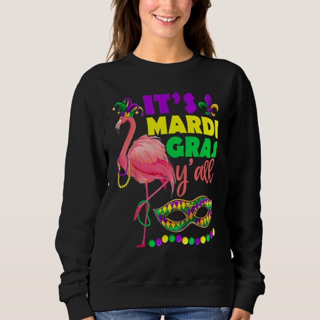 Sweatshirt Flamant rose Son Mardi Gras Yall Carnival Jester C (Devant)