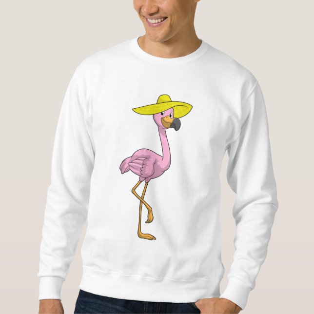 Sweatshirt Flamant rose sur la plage avec Casquette (Devant)