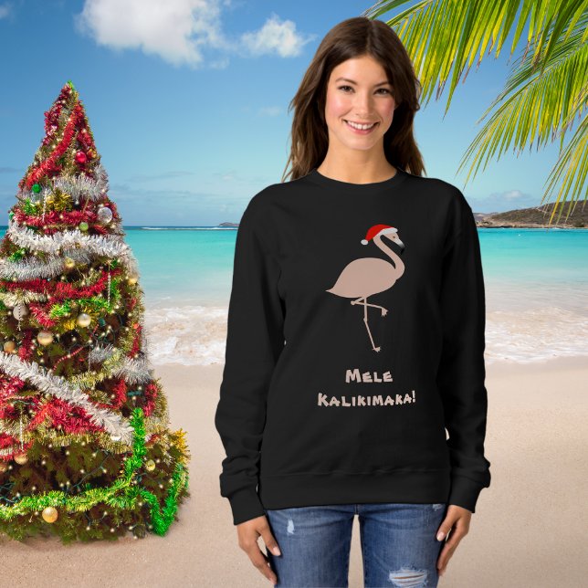 Sweatshirt Flamant rose Tropical Mele Kalikimaka Père Noël (Créateur téléchargé)