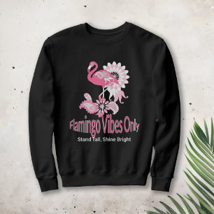 Sweatshirt Flamant Rose Tropical Moderne Oiseau Noir Fantaisi