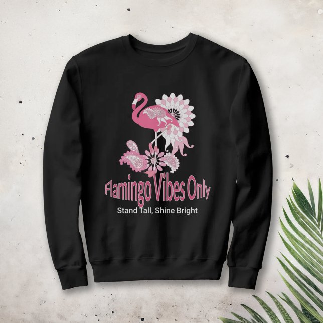 Sweatshirt Flamant Rose Tropical Moderne Oiseau Noir Fantaisi (Créateur téléchargé)