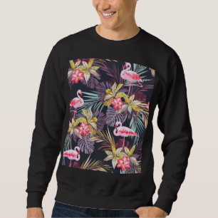 Sweatshirt Flamant rose Tropical : Motif sans couture d'été