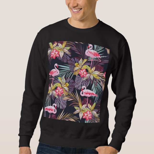 Sweatshirt Flamant rose Tropical : Motif sans couture d'été (Devant)