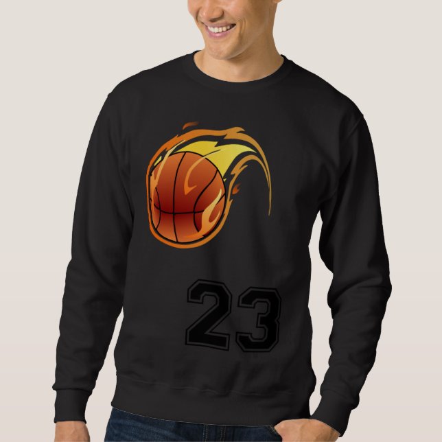 Sweatshirt Flaming Basketball with Number 23 on the Front and (Devant)