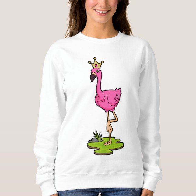 Sweatshirt Flamingo as Princess with Crown (Devant)