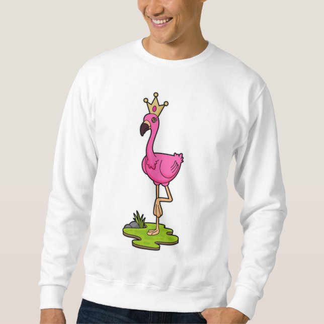 Sweatshirt Flamingo as Princess with Crown (Devant)