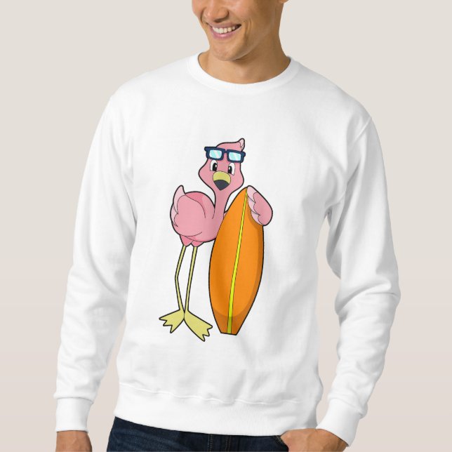 Sweatshirt Flamingo as Surfer with Surfboard.PNG (Devant)