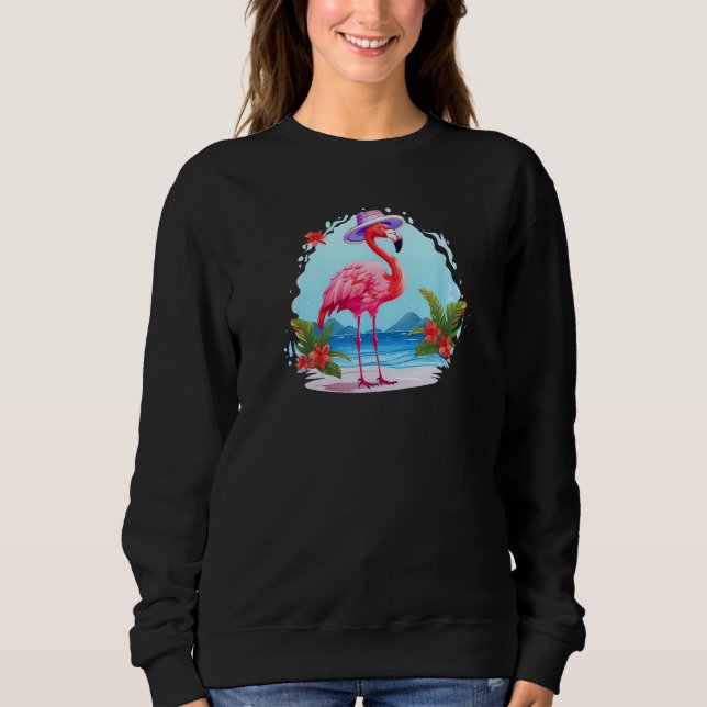 Sweatshirt Flamingo At Beach Summer Vacation (Devant)