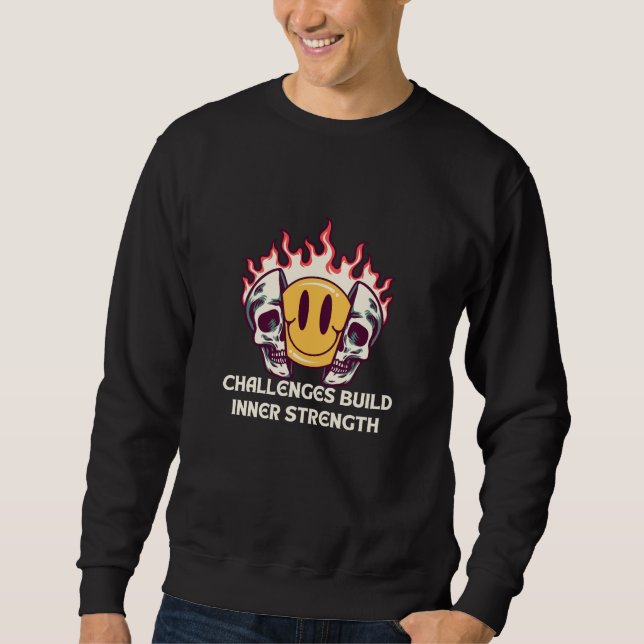 Sweatshirt Flamme visage souriant avec crânes - Motivational  (Devant)