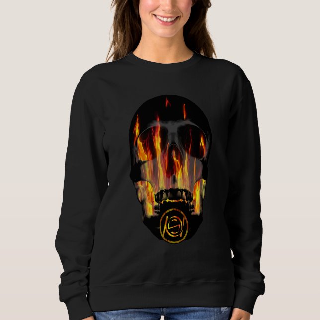 Sweatshirt Flammes de feu de crâne (Devant)