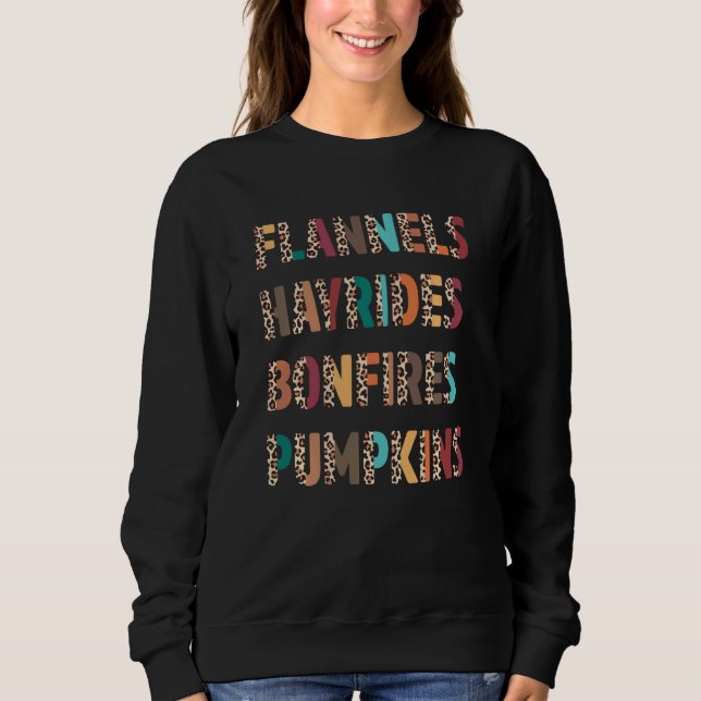 Sweatshirt Flannels Hayrides Bonfires Citrouilles Boho Leopar (Devant)