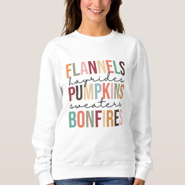 Sweatshirt Flannels Hayrides Chandails Citrouille Bonfires (Devant)
